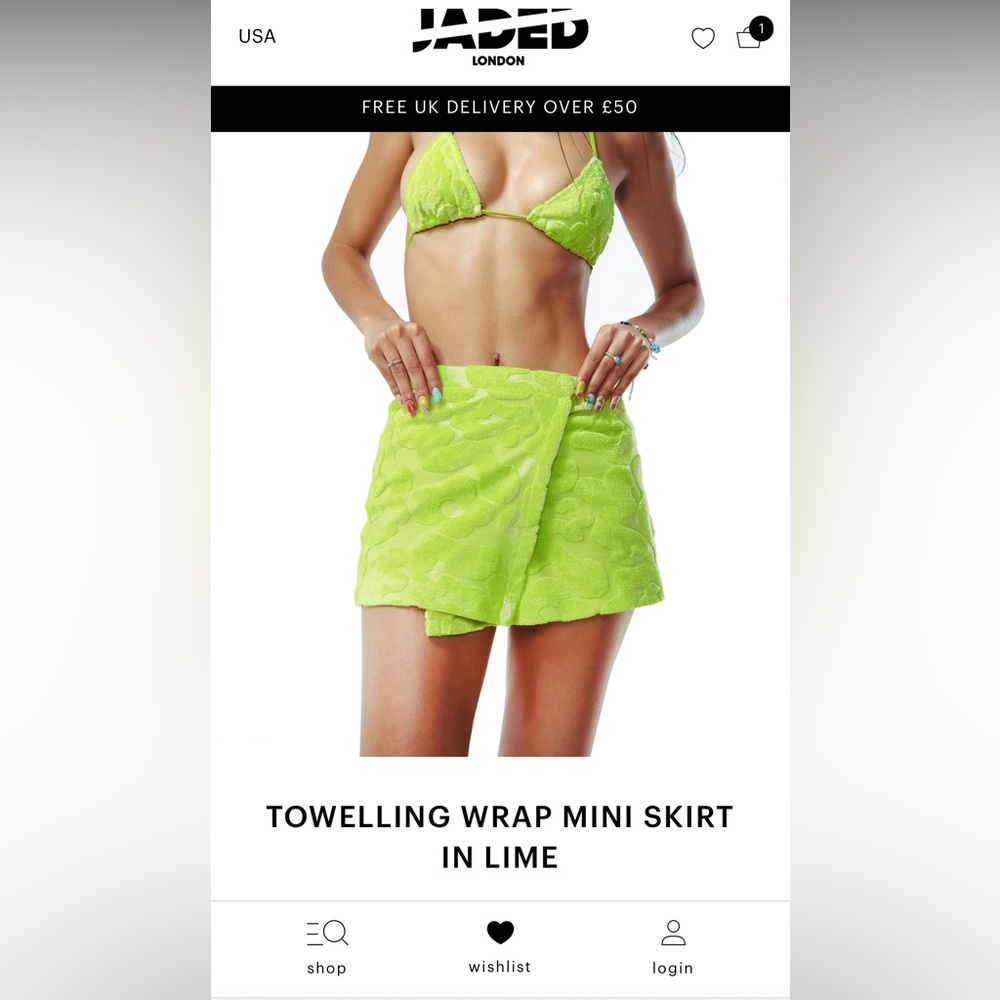 Terry cloth mini skirt, worn once